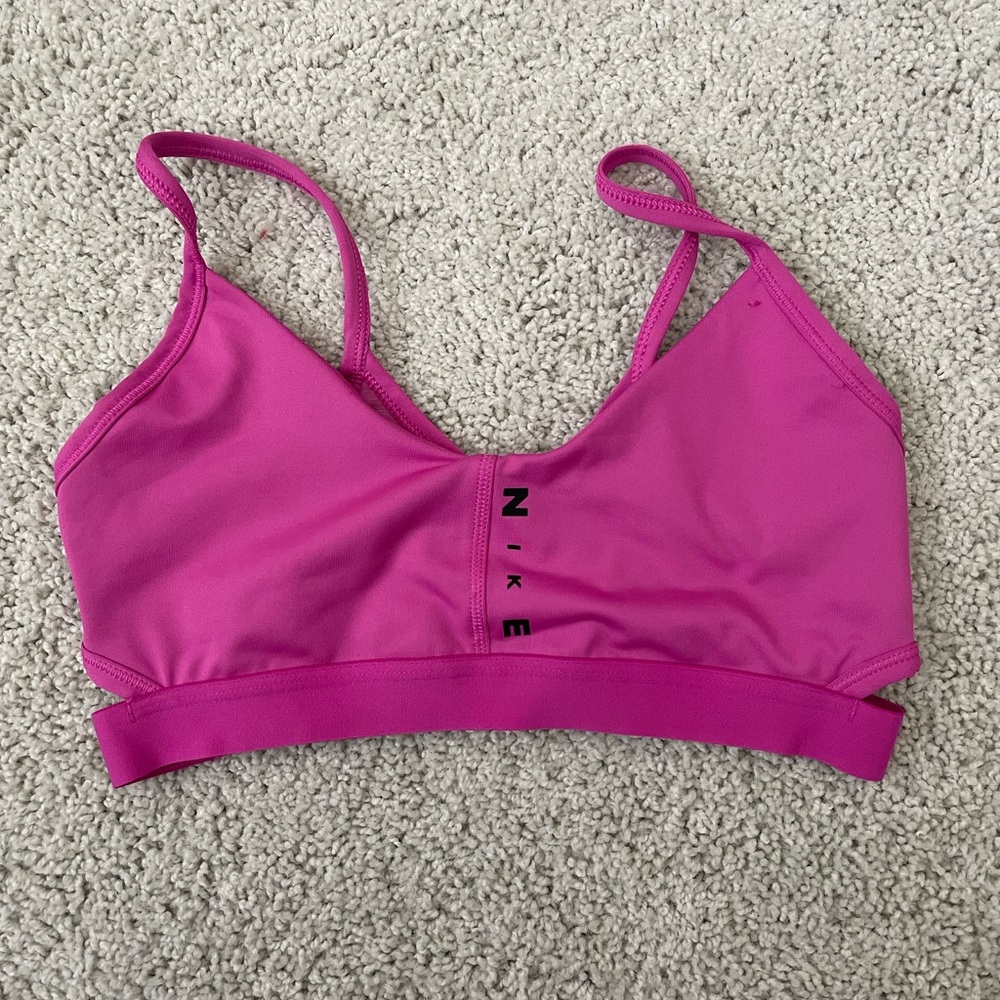 Pink cross back Nike sports bra